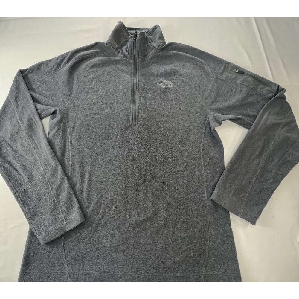 The North Face Mens Gray Long Sleeve with Pocket 1/4 Zip Fleece Pullover Size S